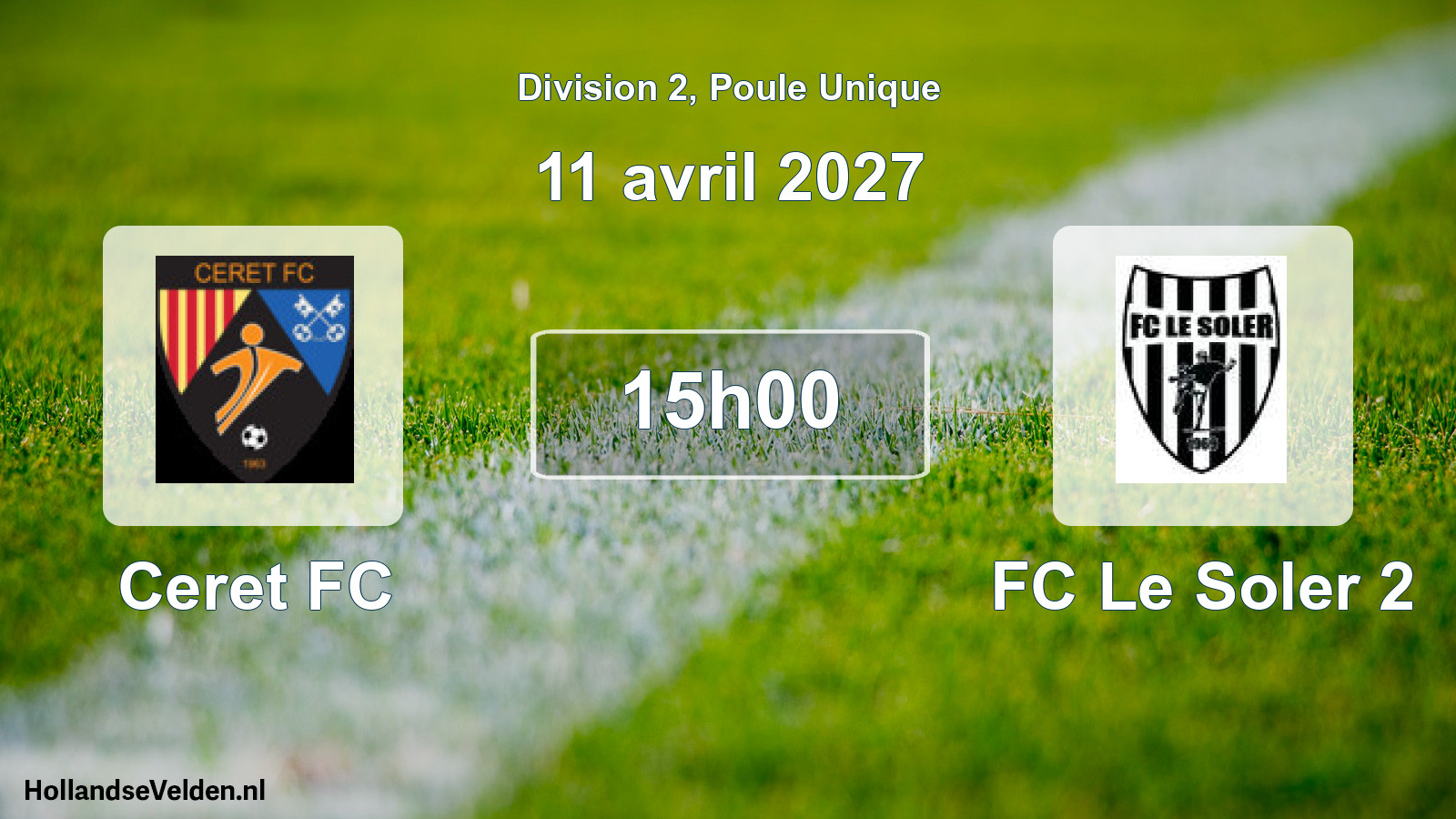 Match programmé: Ceret FC - FC Le Soler 2 (11 avril 2027)