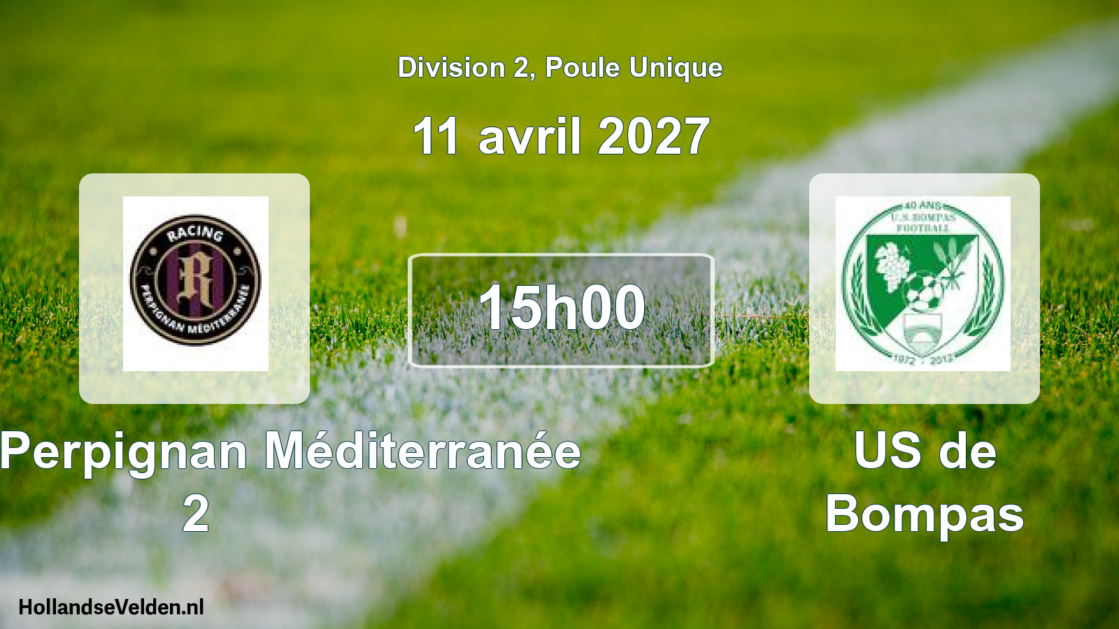 Match programmé: Racing Perpignan Méditerranée 2 - US de Bompas (11 avril 2027)