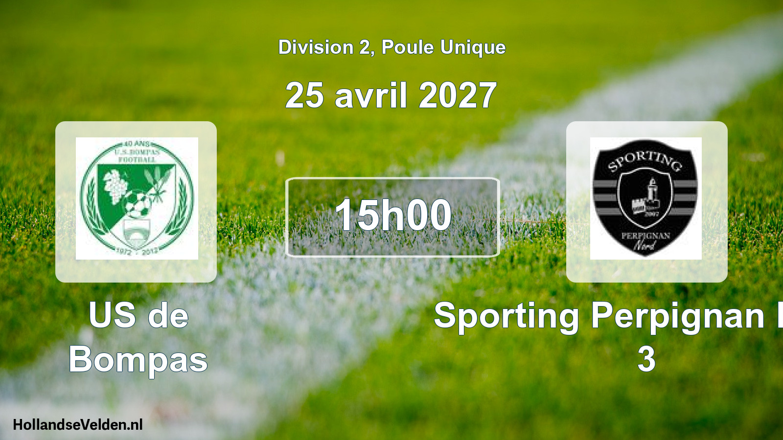 Match programmé: US de Bompas - Sporting Perpignan Nord 3 (25 avril 2027)