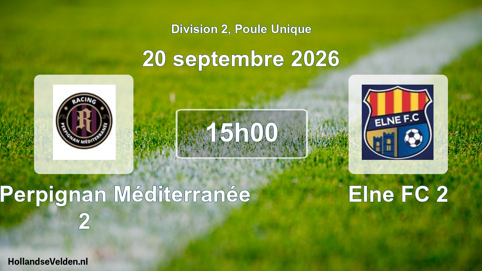 Match programmé: Racing Perpignan Méditerranée 2 - Elne FC 2 (20 septembre 2026)