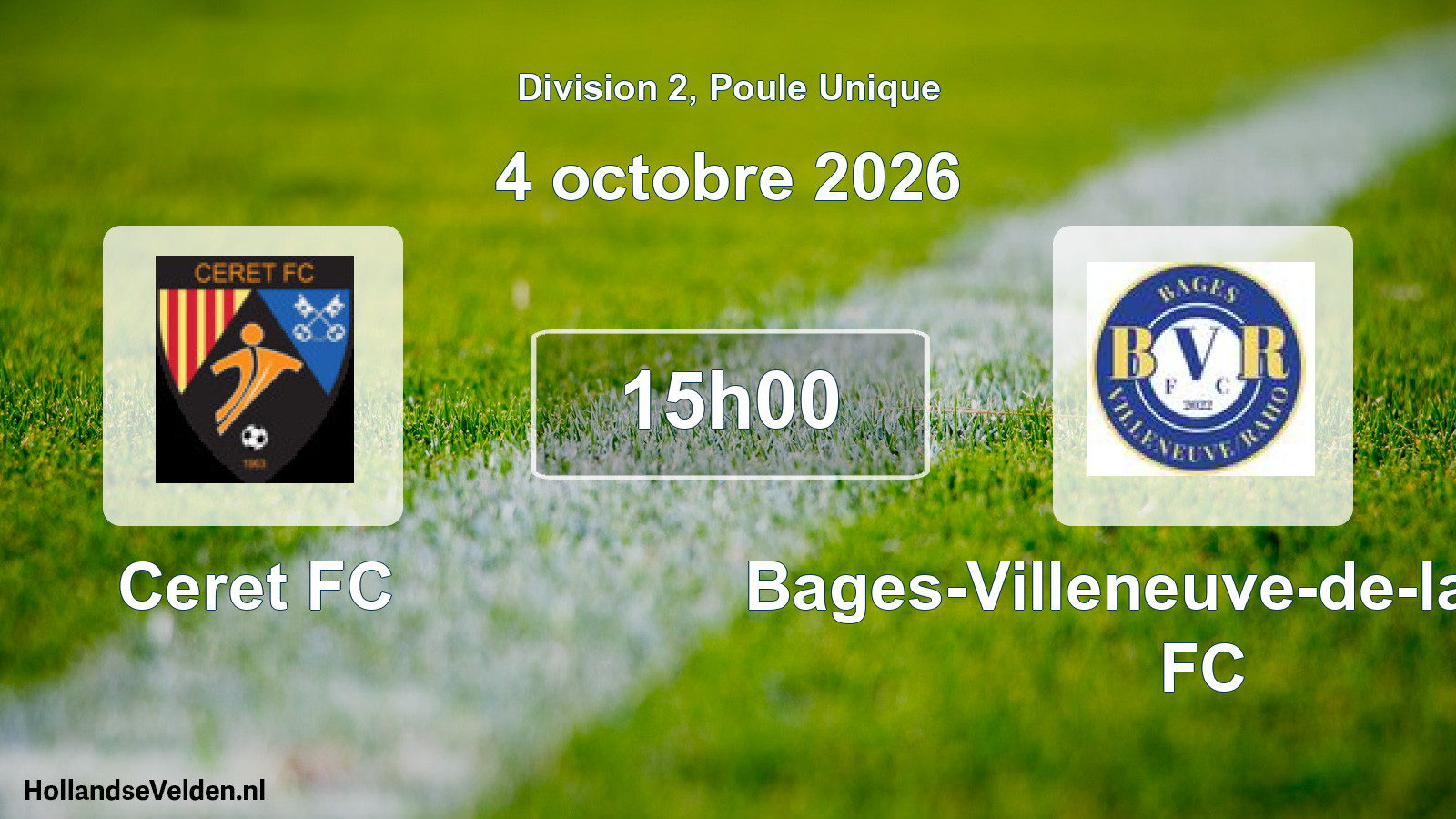 Match programmé: Ceret FC - Bages-Villeneuve-de-la-Raho FC (4 octobre 2026)