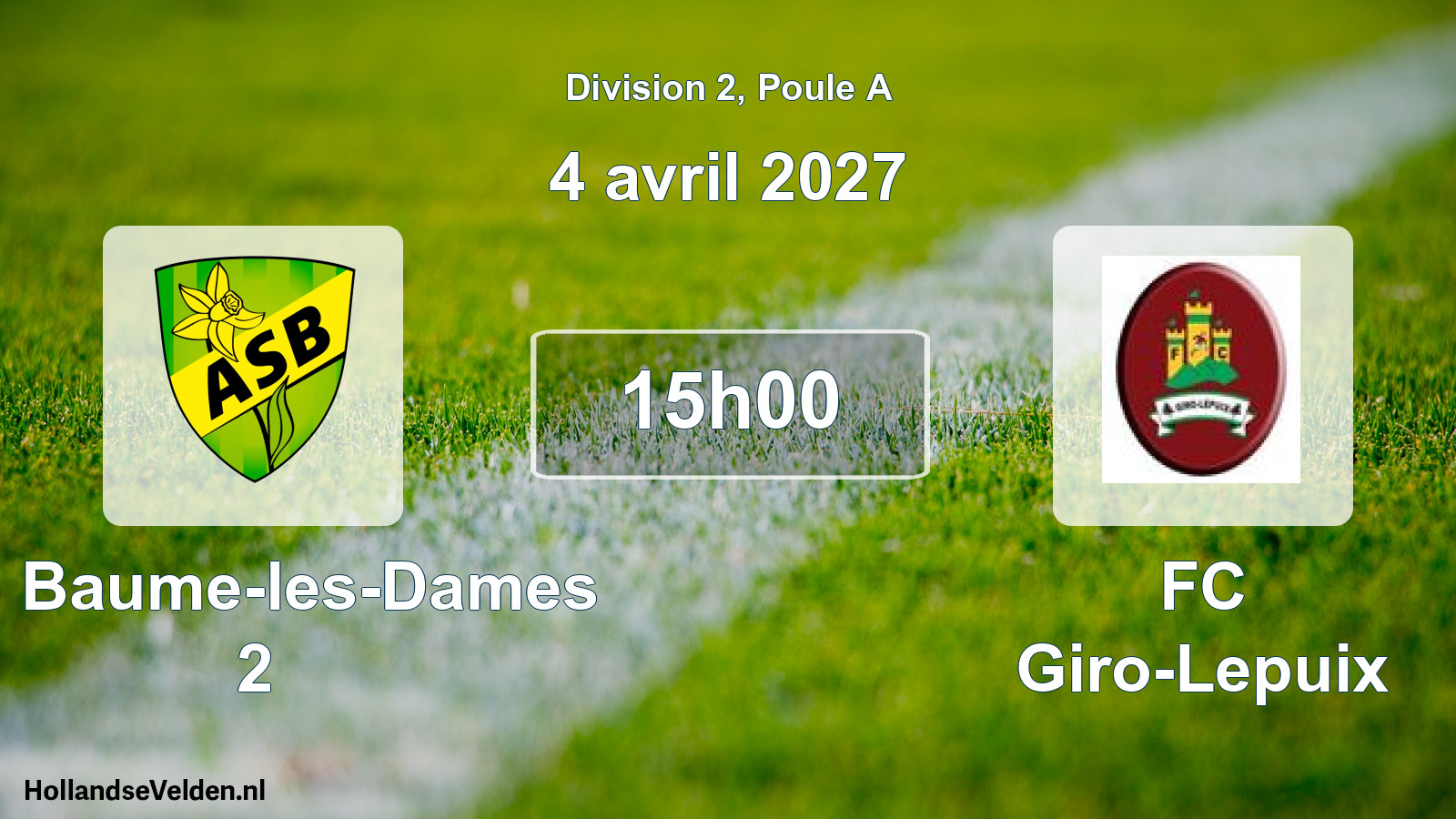 Scheduled Match: AS Baume-les-Dames 2 - FC Giro-Lepuix (3 April 2027)