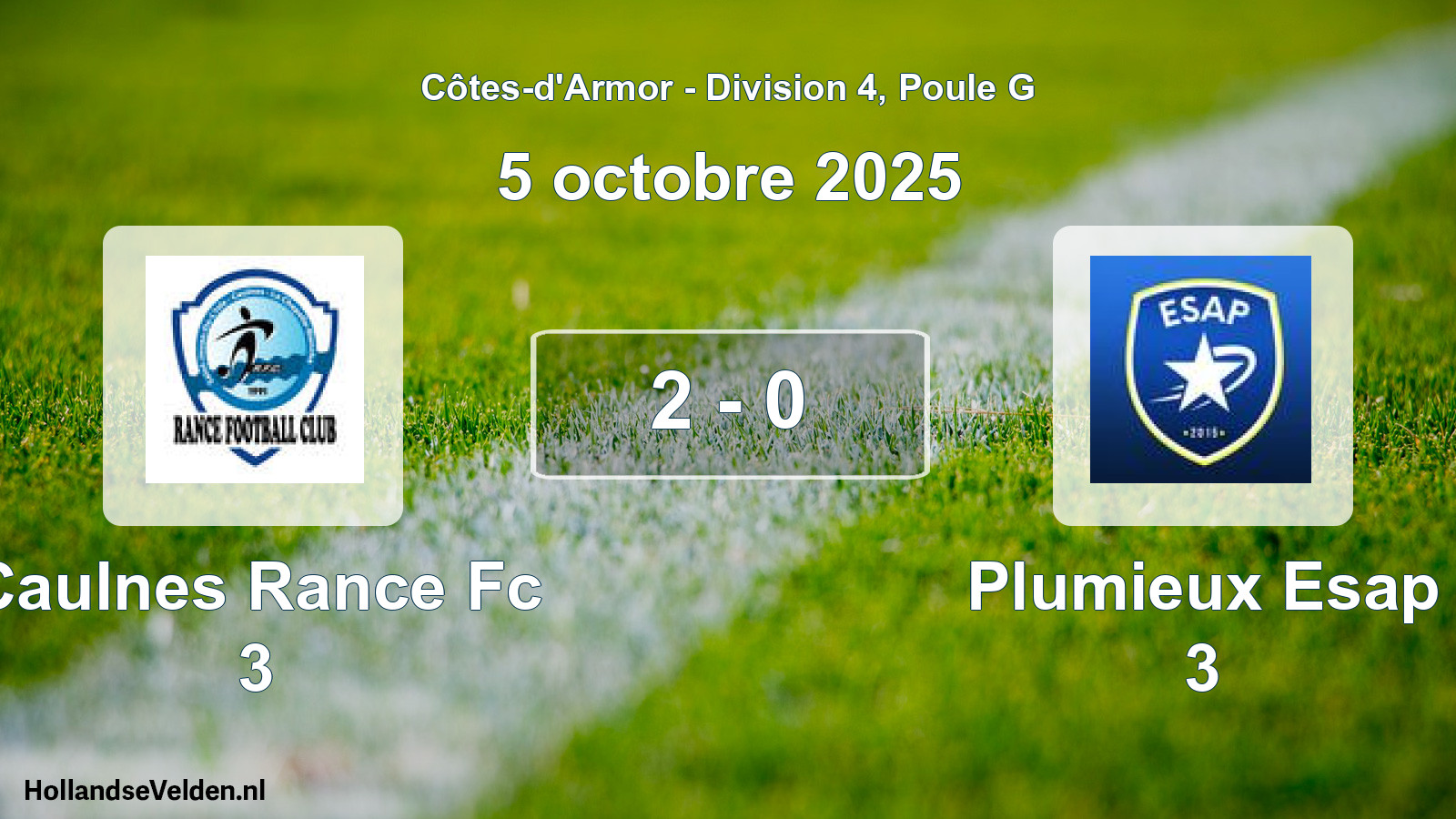 Gespeelde wedstrijd: Caulnes Rance Fc 3 - Plumieux Esap 3 2 - 0 (5 octobre 2025)