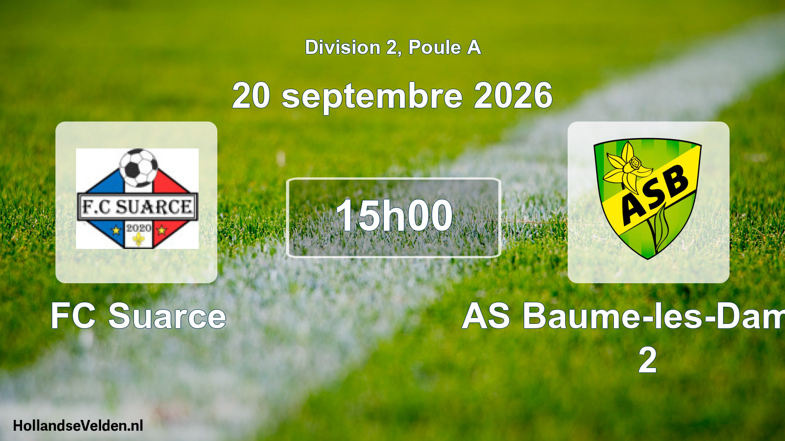 Match programmé: FC Suarce - AS Baume-les-Dames 2 (20 septembre 2026)