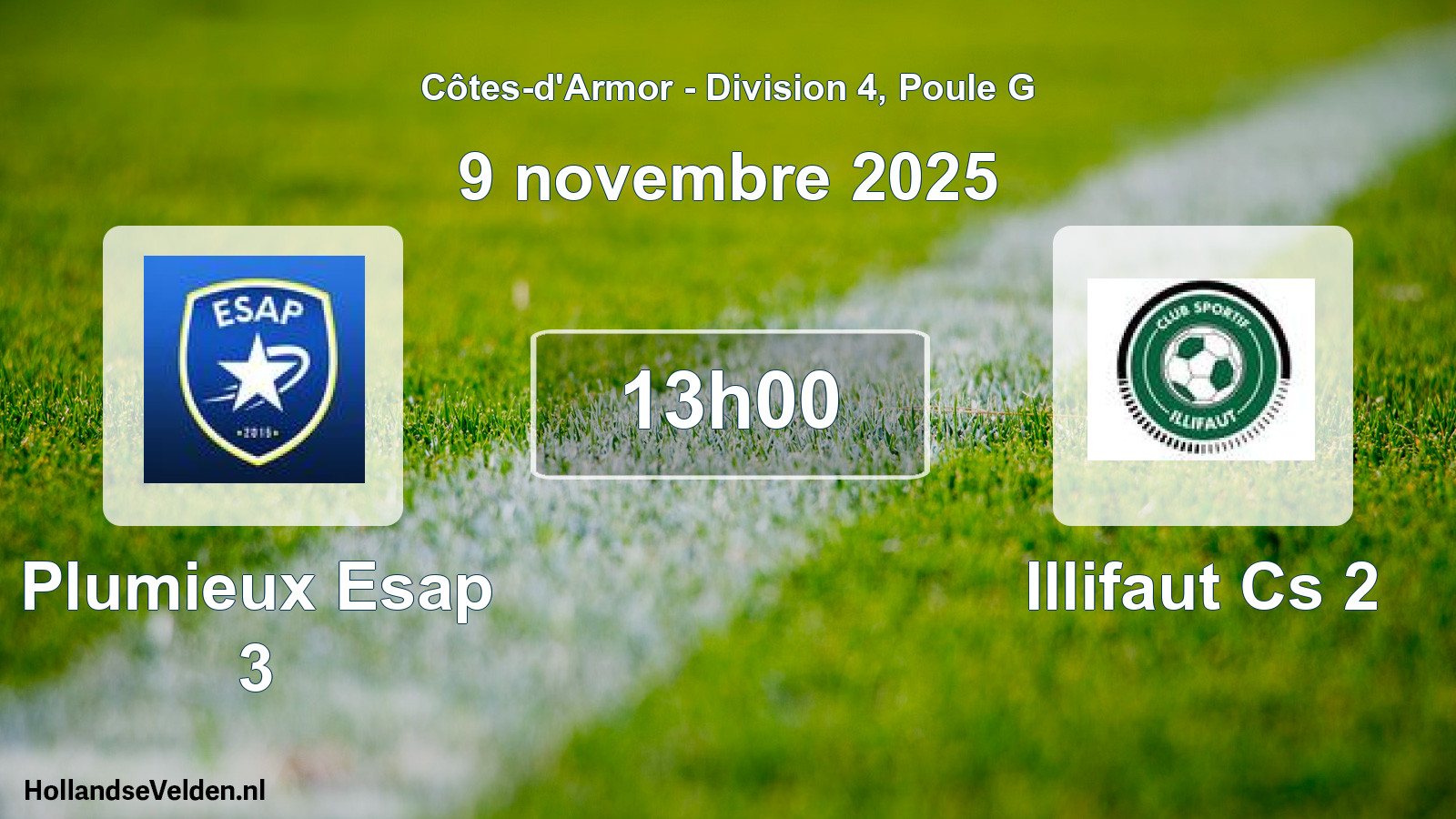 Geplande wedstrijd: Plumieux Esap 3 - Illifaut Cs 2 (9 novembre 2025)