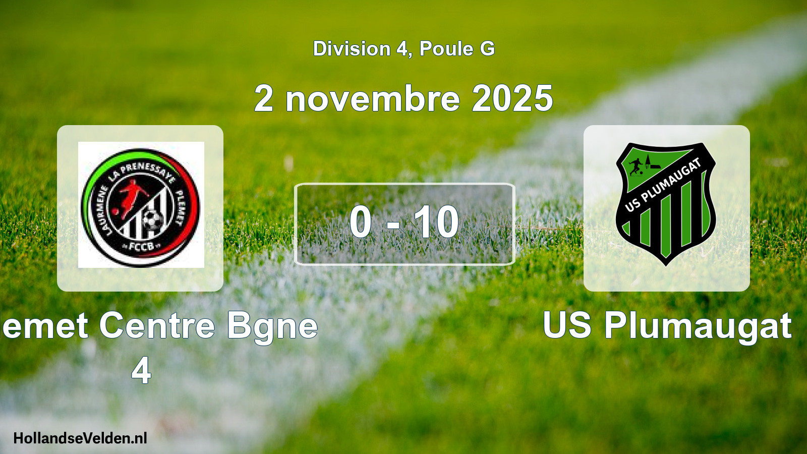 Match joué: Plemet Centre Bgne 4 - US Plumaugat 0 - 10 (2 novembre 2025)