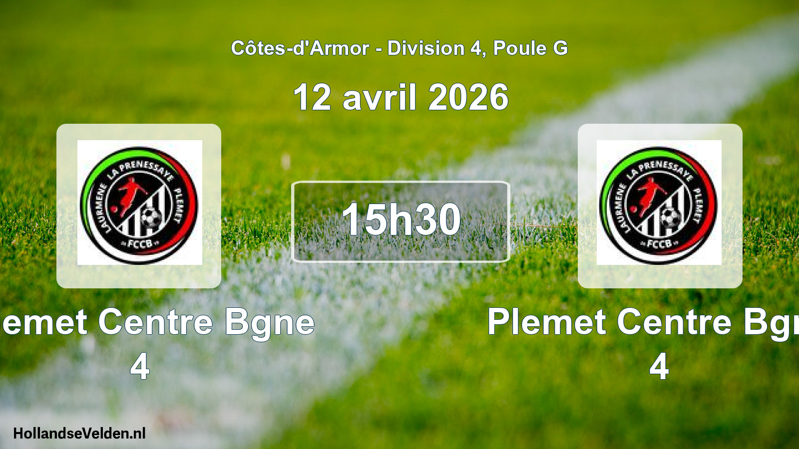 Geplande wedstrijd: Plemet Centre Bgne 4 - Plemet Centre Bgne 4 (12 april 2026)