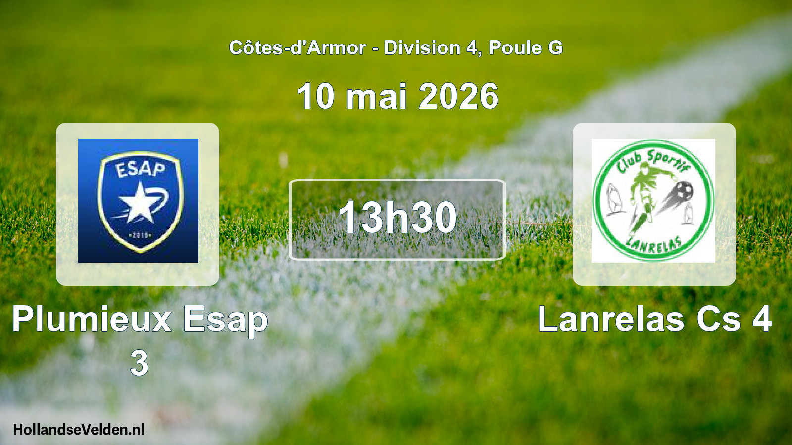 Geplande wedstrijd: Plumieux Esap 3 - Lanrelas Cs 4 (10 mei 2026)