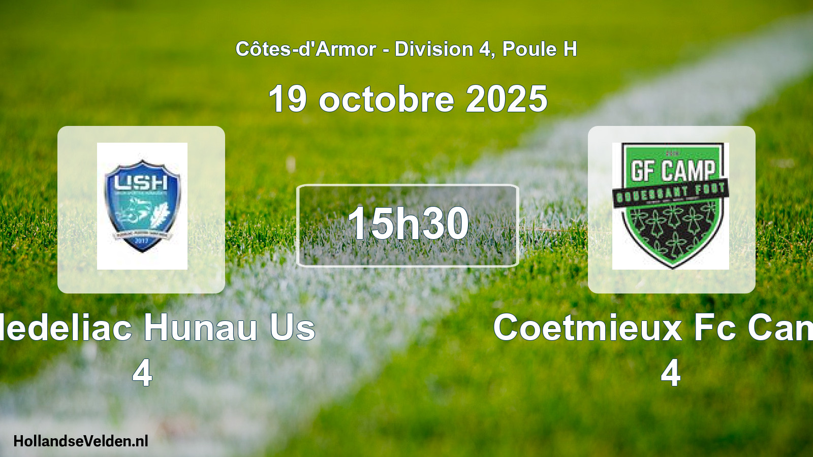Scheduled Match: Pledeliac Hunau Us 4 - Coetmieux Fc Camp 4 (19 October 2025)
