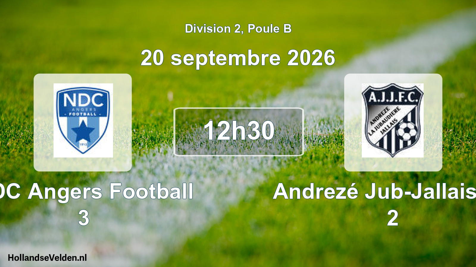 Match programmé: NDC Angers Football 3 - Andrezé Jub-Jallais FC 2 (20 septembre 2026)