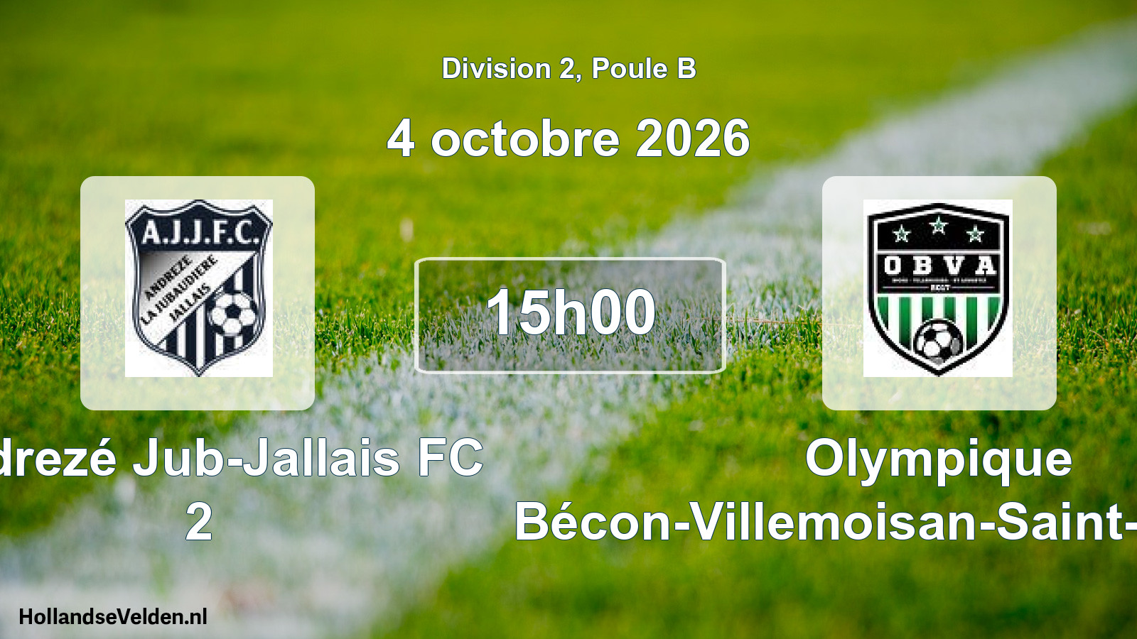 Geplande wedstrijd: Andrezé Jub-Jallais FC 2 - Olympique Bécon-Villemoisan-Saint-Augustin (4 oktober 2026)