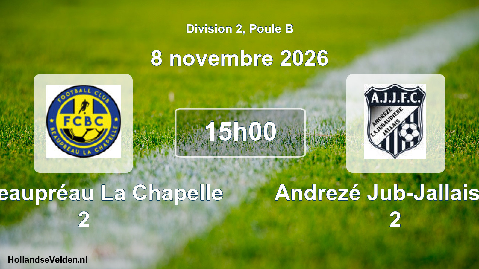Geplande wedstrijd: FC Beaupréau La Chapelle 2 - Andrezé Jub-Jallais FC 2 (8 november 2026)