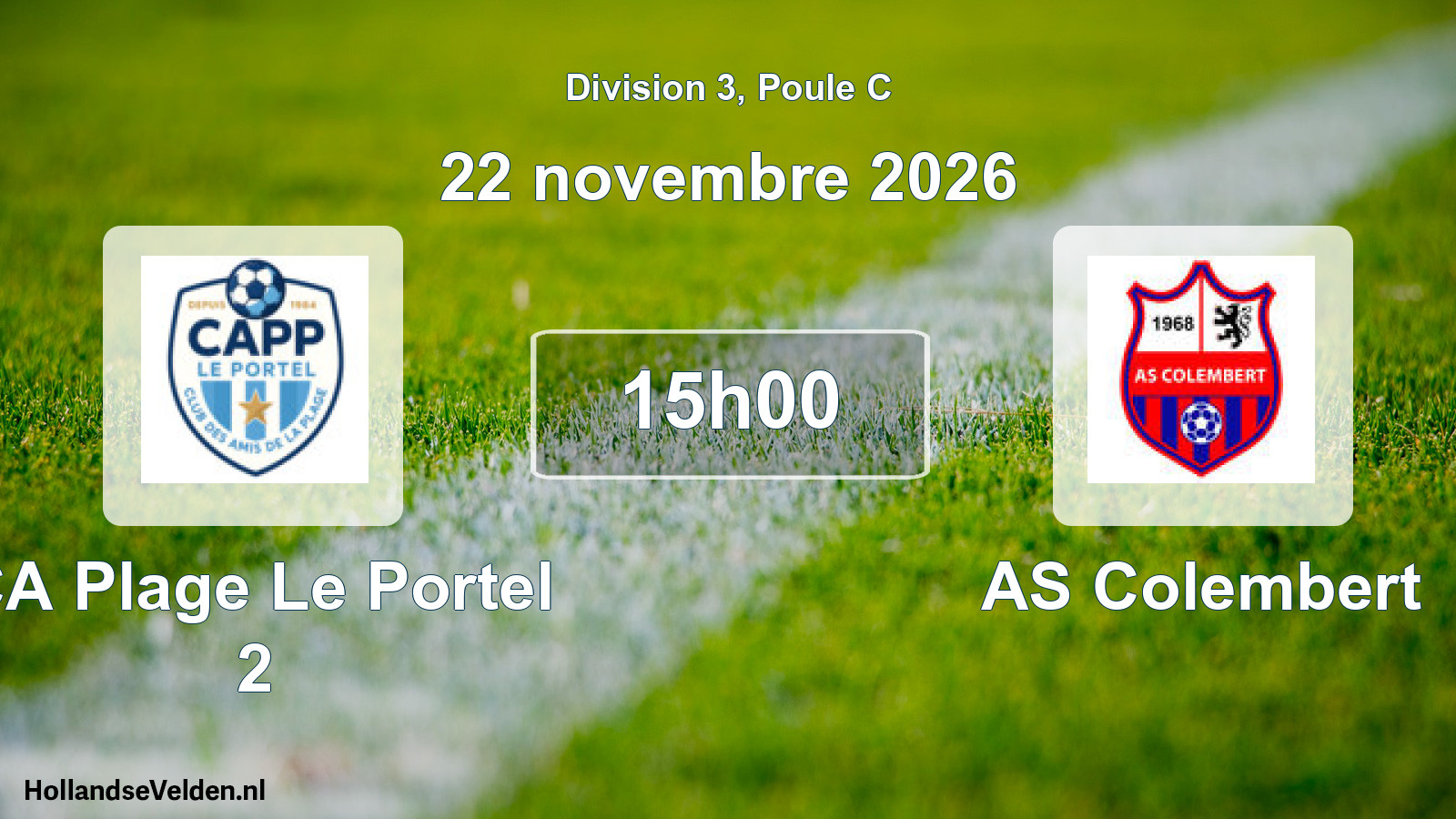 Match programmé: CA Plage Le Portel 2 - AS Colembert (22 novembre 2026)