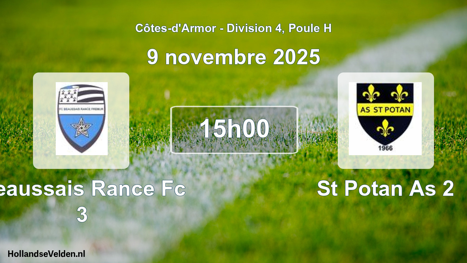 Geplande wedstrijd: Beaussais Rance Fc 3 - St Potan As 2 (9 november 2025)