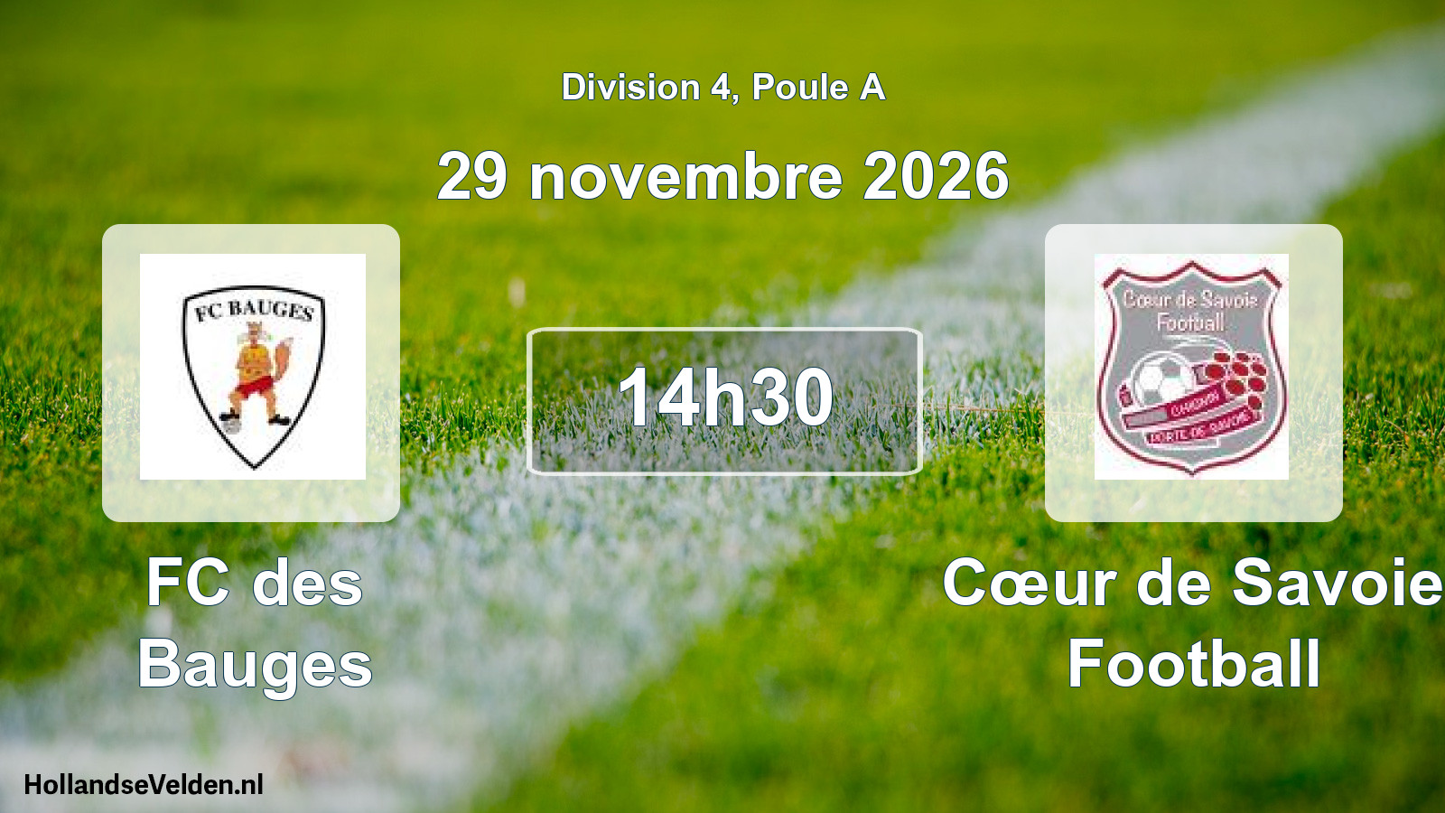 Match programmé: FC des Bauges - Cœur de Savoie Football (29 novembre 2026)