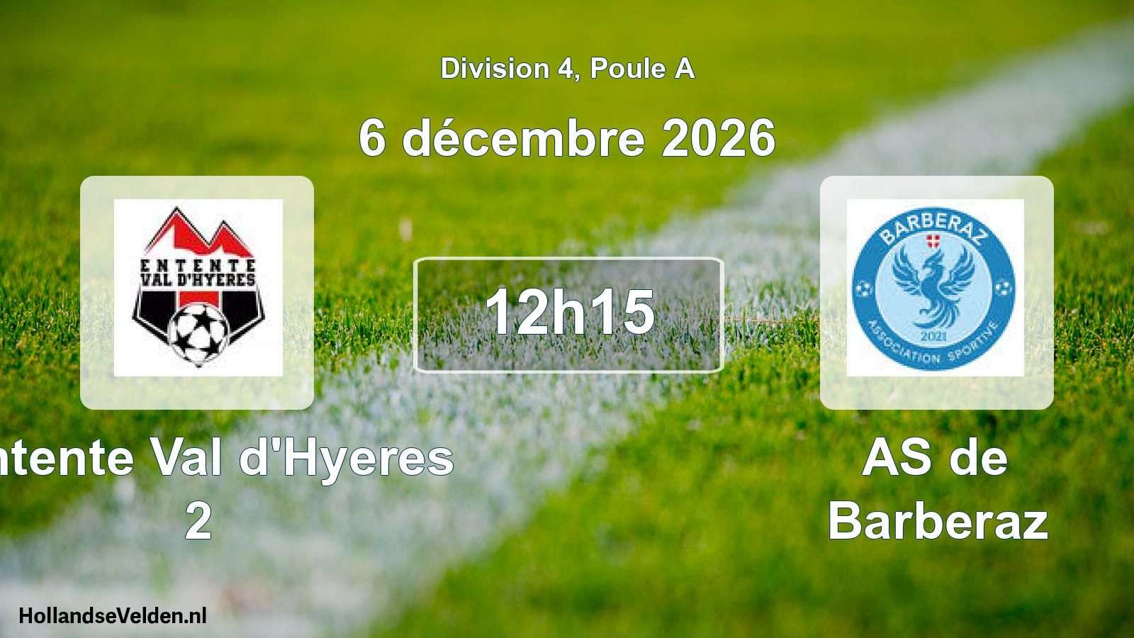 Match programmé: Entente Val d'Hyeres 2 - AS de Barberaz (6 décembre 2026)