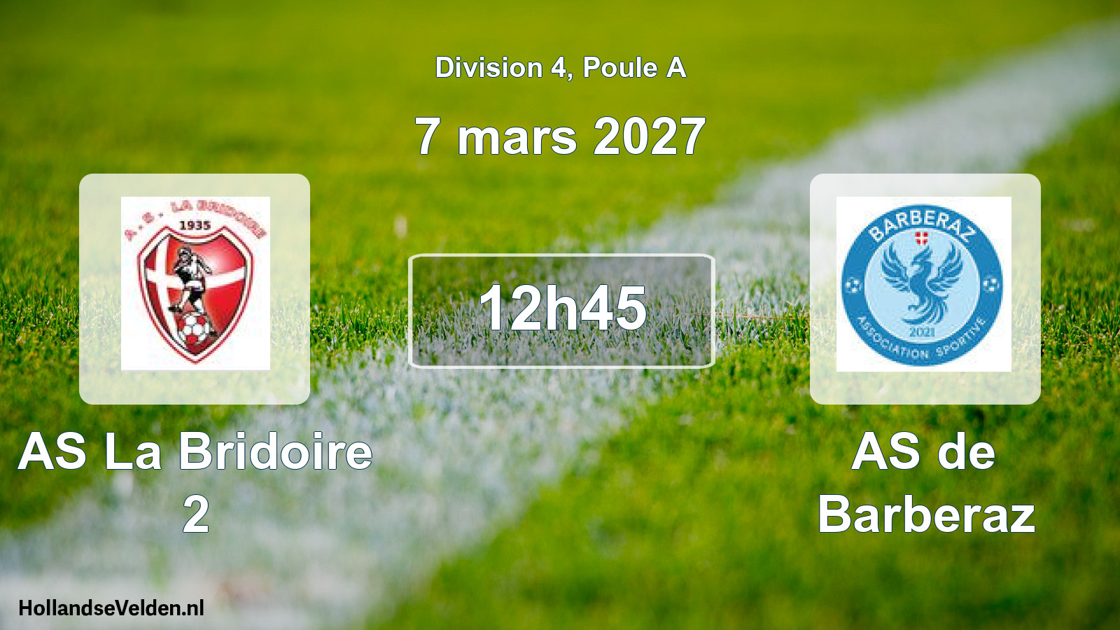Match programmé: AS La Bridoire 2 - AS de Barberaz (7 mars 2027)