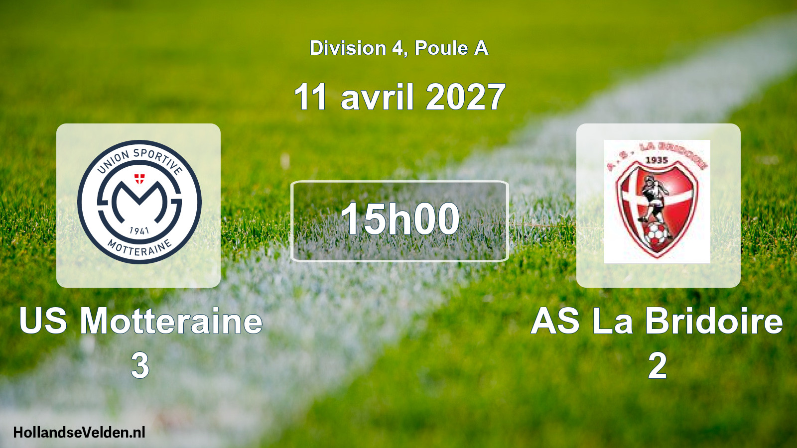 Match programmé: US Motteraine 3 - AS La Bridoire 2 (11 avril 2027)