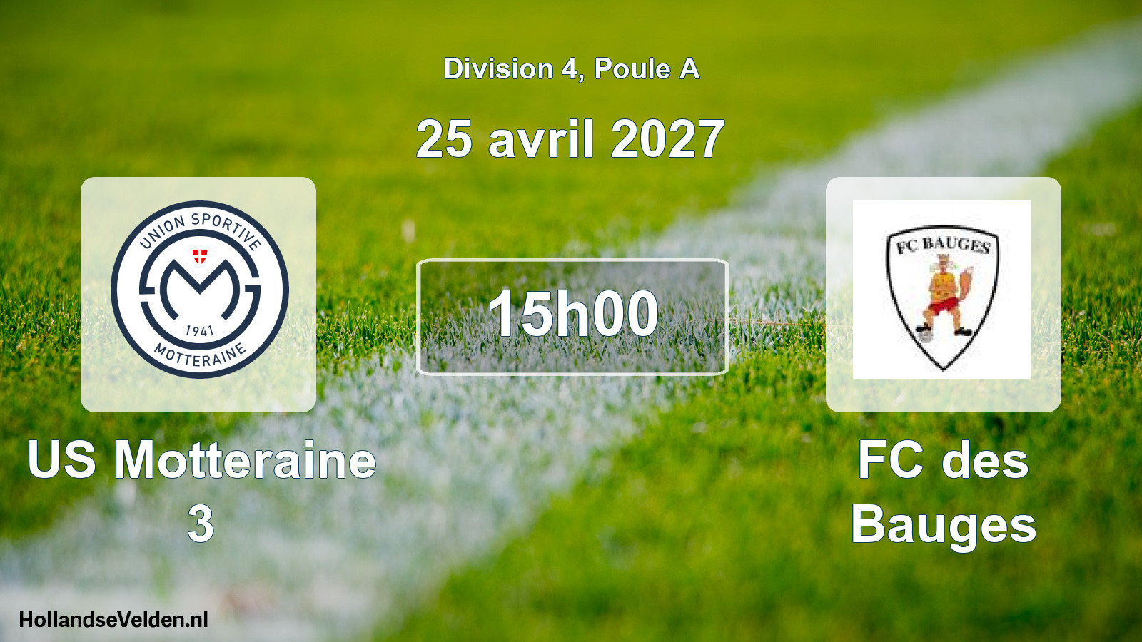 Match programmé: US Motteraine 3 - FC des Bauges (25 avril 2027)