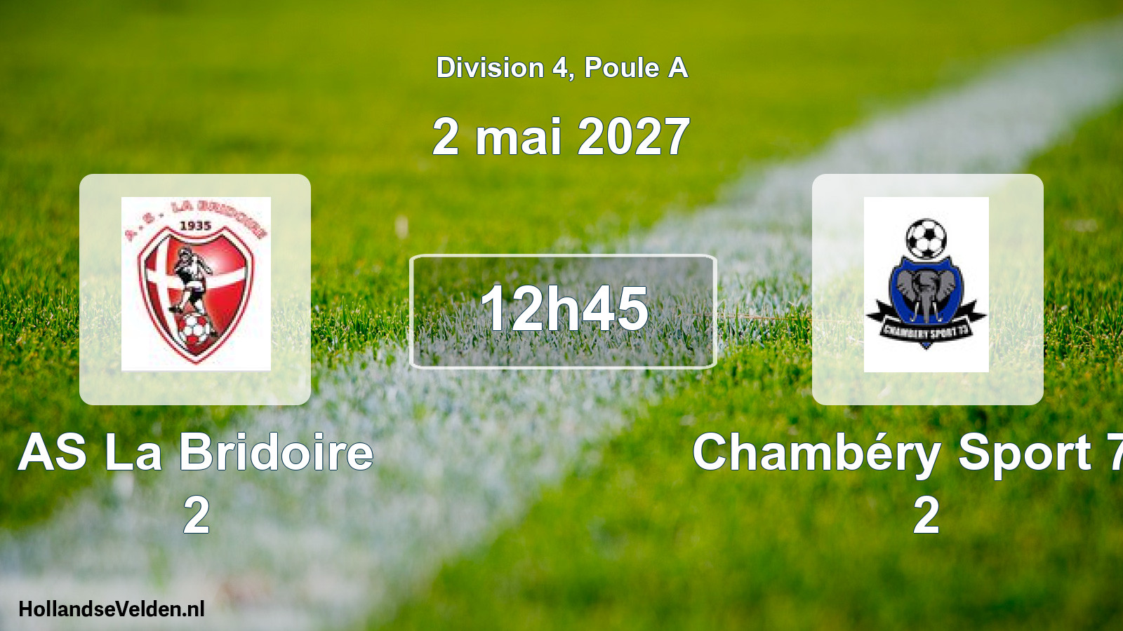 Match programmé: AS La Bridoire 2 - Chambéry Sport 73 2 (2 mai 2027)