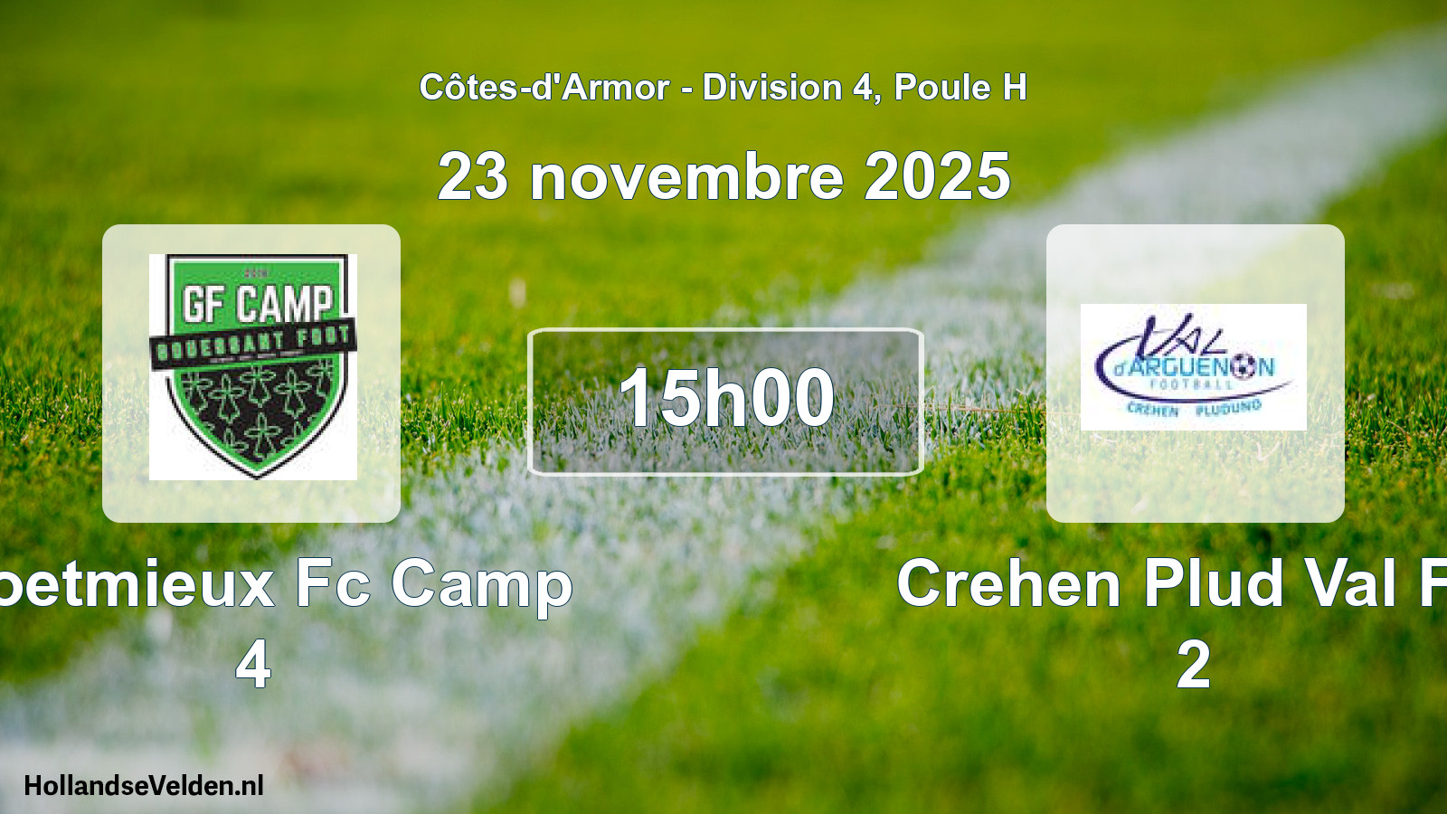 Geplande wedstrijd: Coetmieux Fc Camp 4 - Crehen Plud Val Fc 2 (23 novembre 2025)