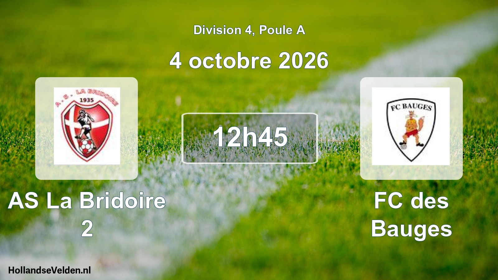 Match programmé: AS La Bridoire 2 - FC des Bauges (4 octobre 2026)