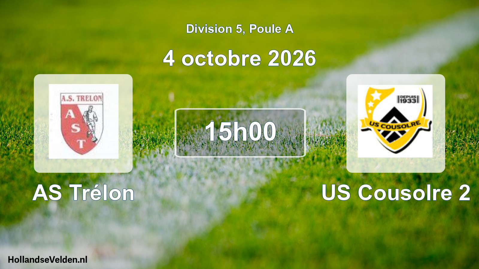 Match programmé: AS Trélon - US Cousolre 2 (4 octobre 2026)