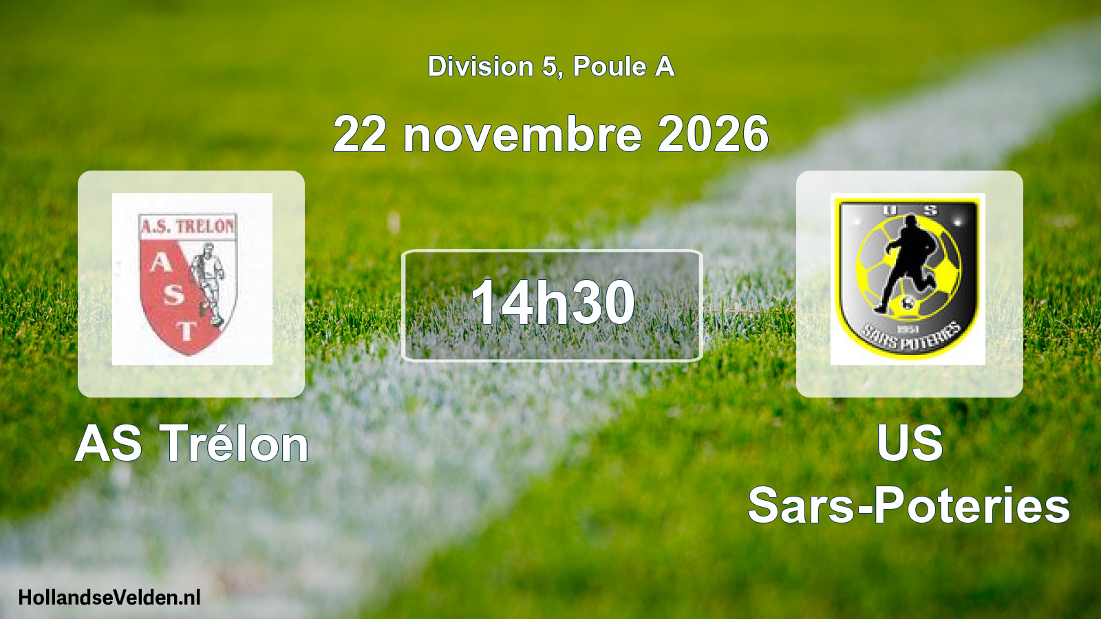 Match programmé: AS Trélon - US Sars-Poteries (22 novembre 2026)