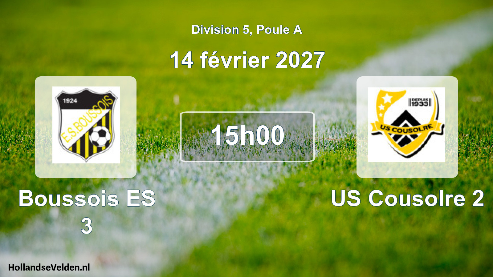 Match programmé: Boussois ES 3 - US Cousolre 2 (14 février 2027)