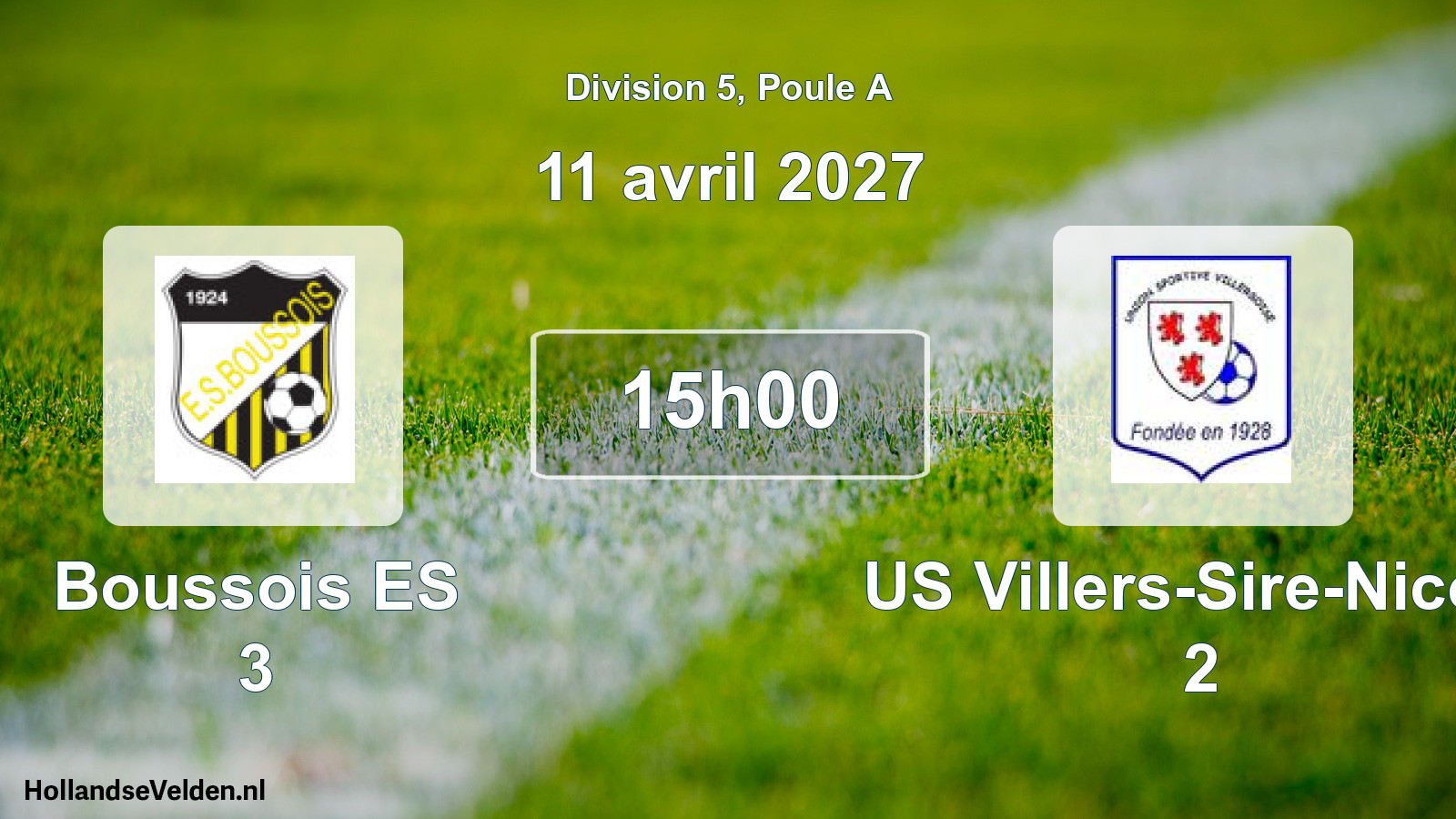 Scheduled Match: Boussois ES 3 - US Villers-Sire-Nicole 2 (11 April 2027)