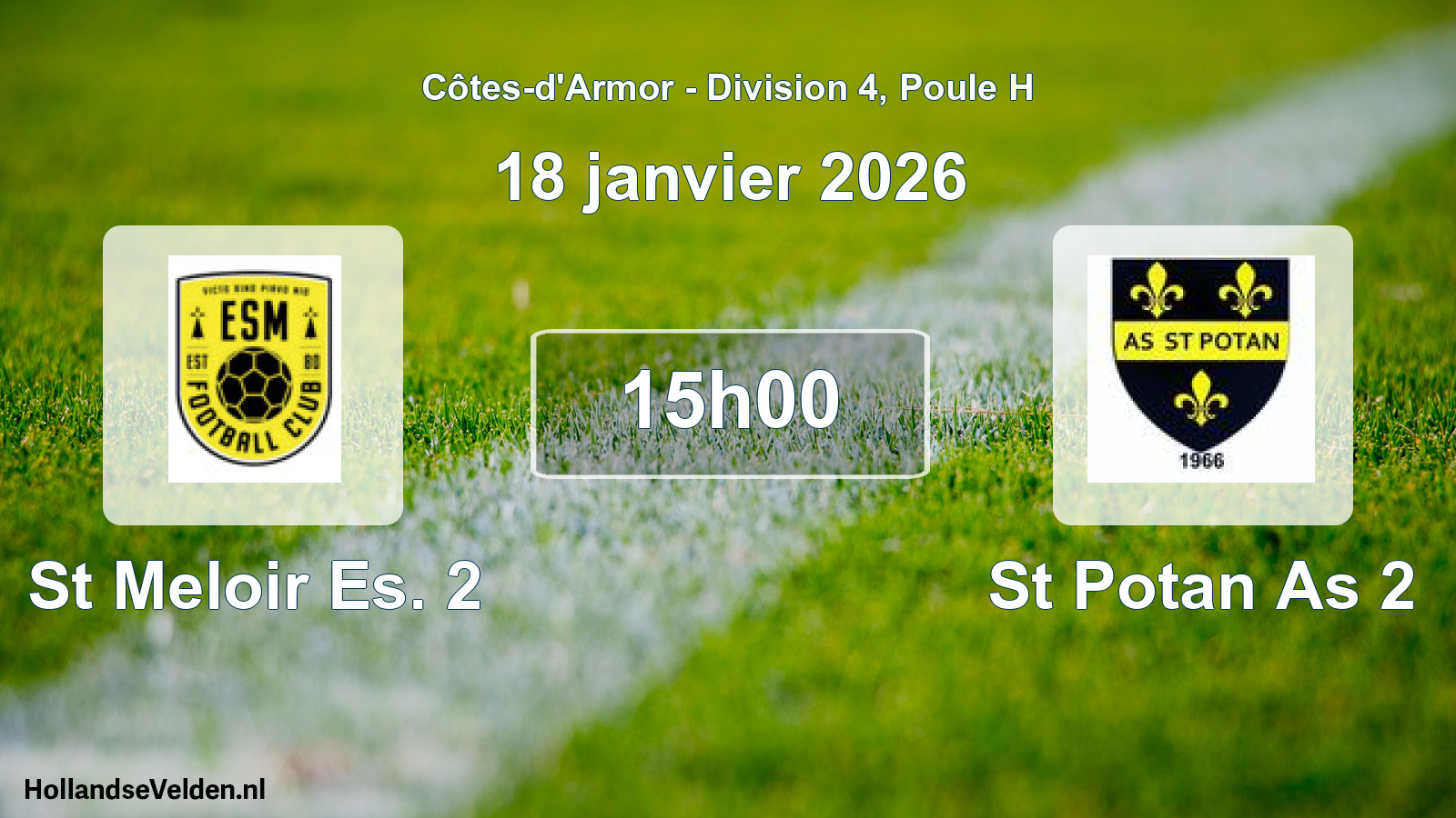 Geplande wedstrijd: St Meloir Es. 2 - St Potan As 2 (18 januari 2026)