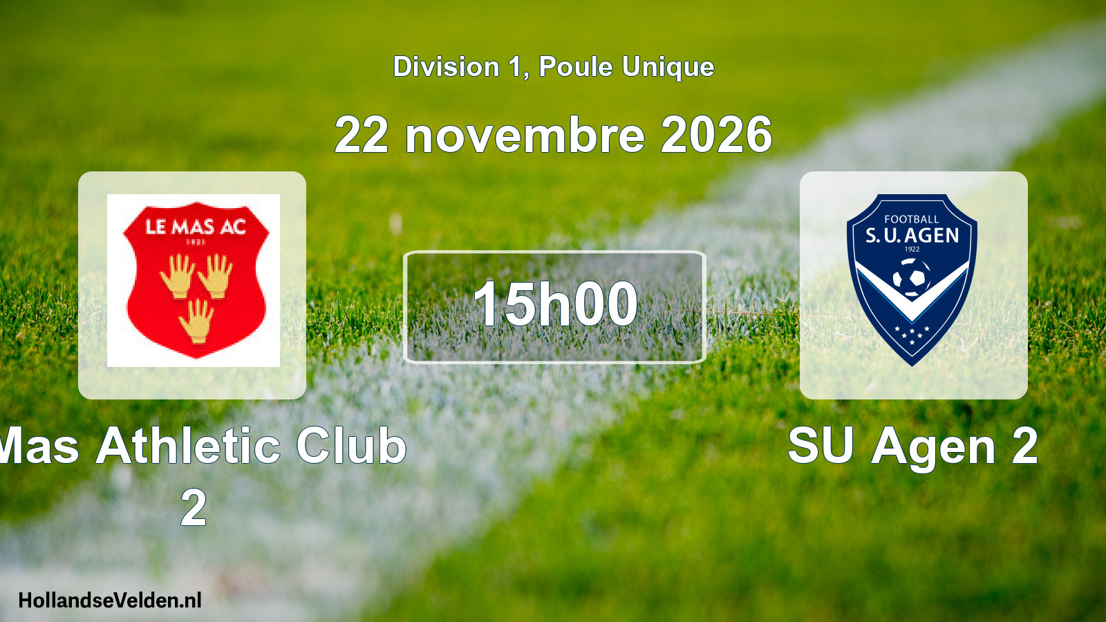 Scheduled Match: Mas Athletic Club 2 - SU Agen 2 (22 November 2026)
