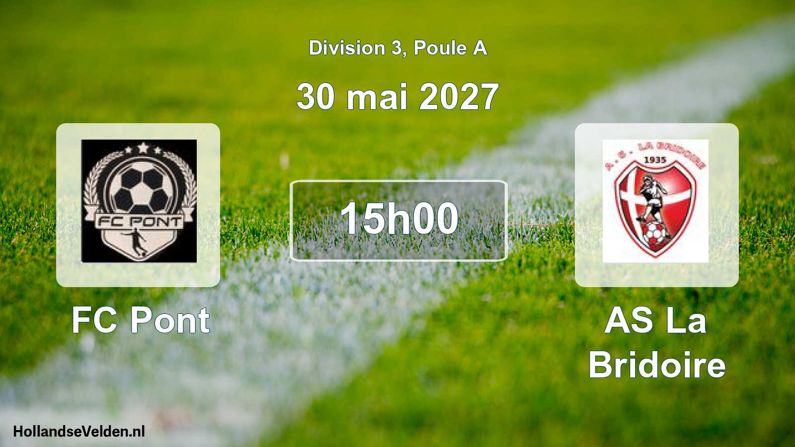 Match programmé: FC Pont - AS La Bridoire (30 mai 2027)