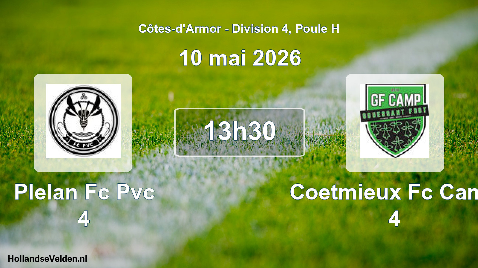 Geplande wedstrijd: Plelan Fc Pvc 4 - Coetmieux Fc Camp 4 (10 mai 2026)