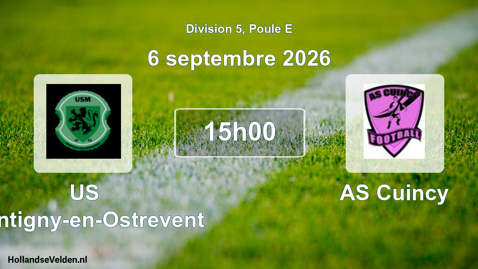 Scheduled Match: US Montigny-en-Ostrevent - AS Cuincy (6 September 2026)