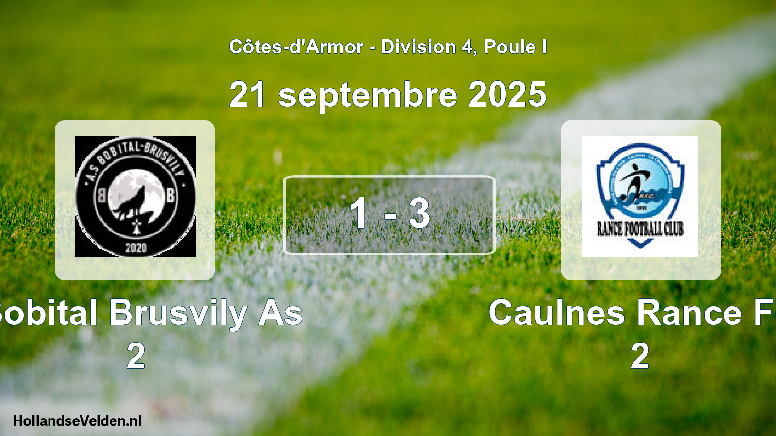 Gespeelde wedstrijd: Bobital Brusvily As 2 - Caulnes Rance Fc 2 1 - 3 (21 septembre 2025)