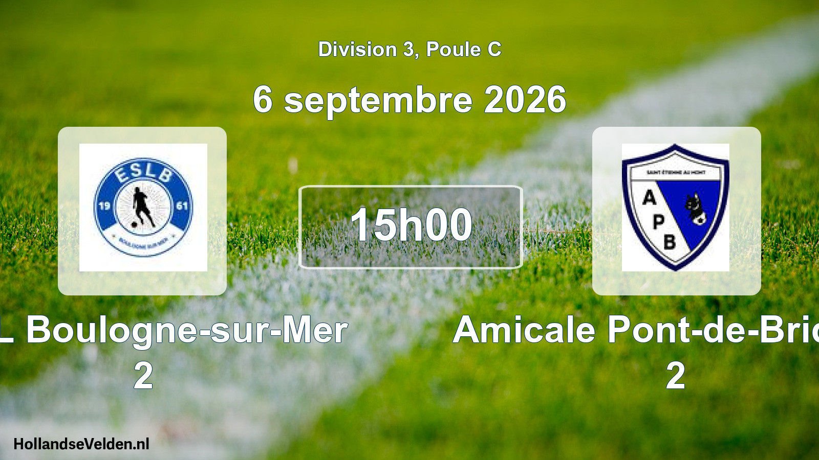 Match programmé: ESL Boulogne-sur-Mer 2 - Amicale Pont-de-Briques 2 (6 septembre 2026)