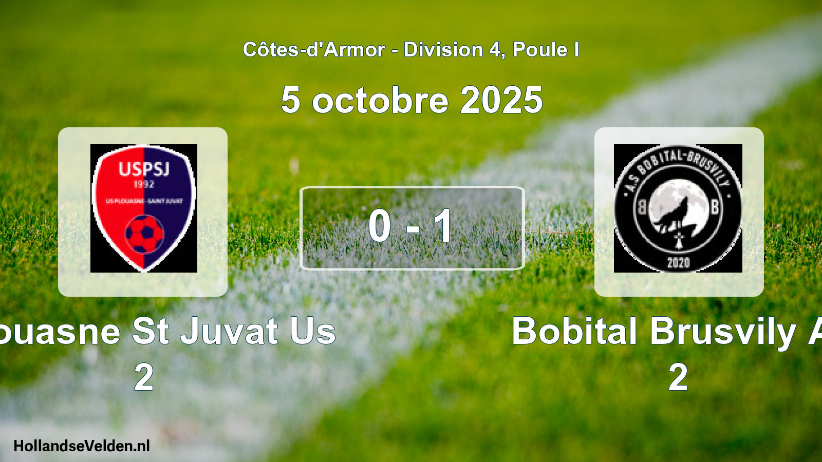 Gespeelde wedstrijd: Plouasne St Juvat Us 2 - Bobital Brusvily As 2 0 - 1 (5 octobre 2025)