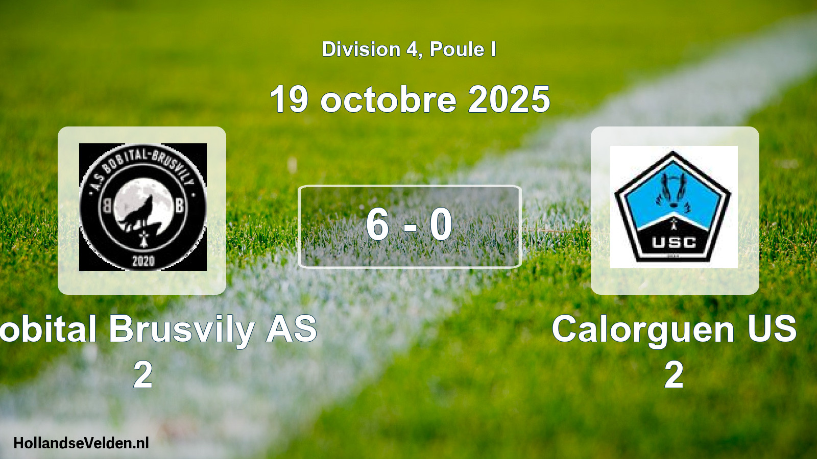Match joué: Bobital Brusvily AS 2 - Calorguen US 2 6 - 0 (19 octobre 2025)