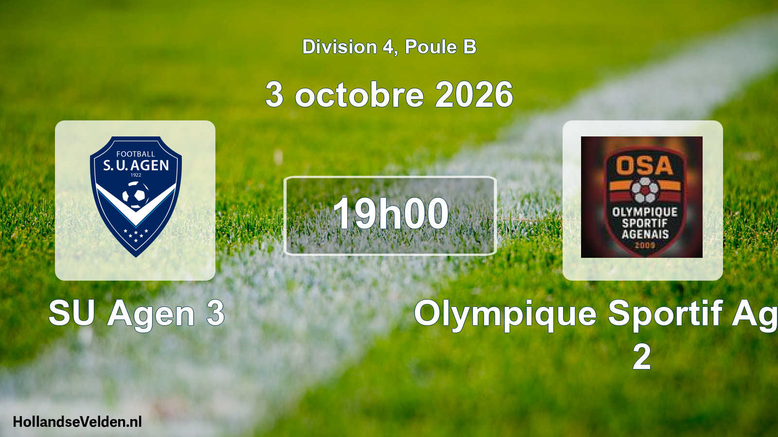 Scheduled Match: SU Agen 3 - Olympique Sportif Agenais 2 (3 October 2026)