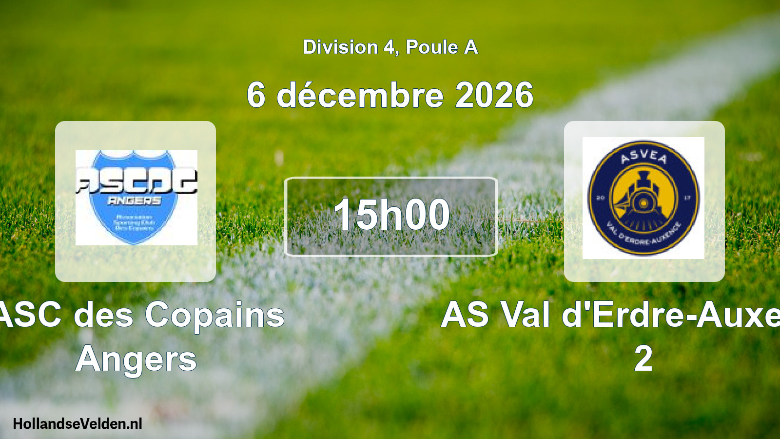 Scheduled Match: ASC des Copains Angers - AS Val d'Erdre-Auxence 2 (6 December 2026)