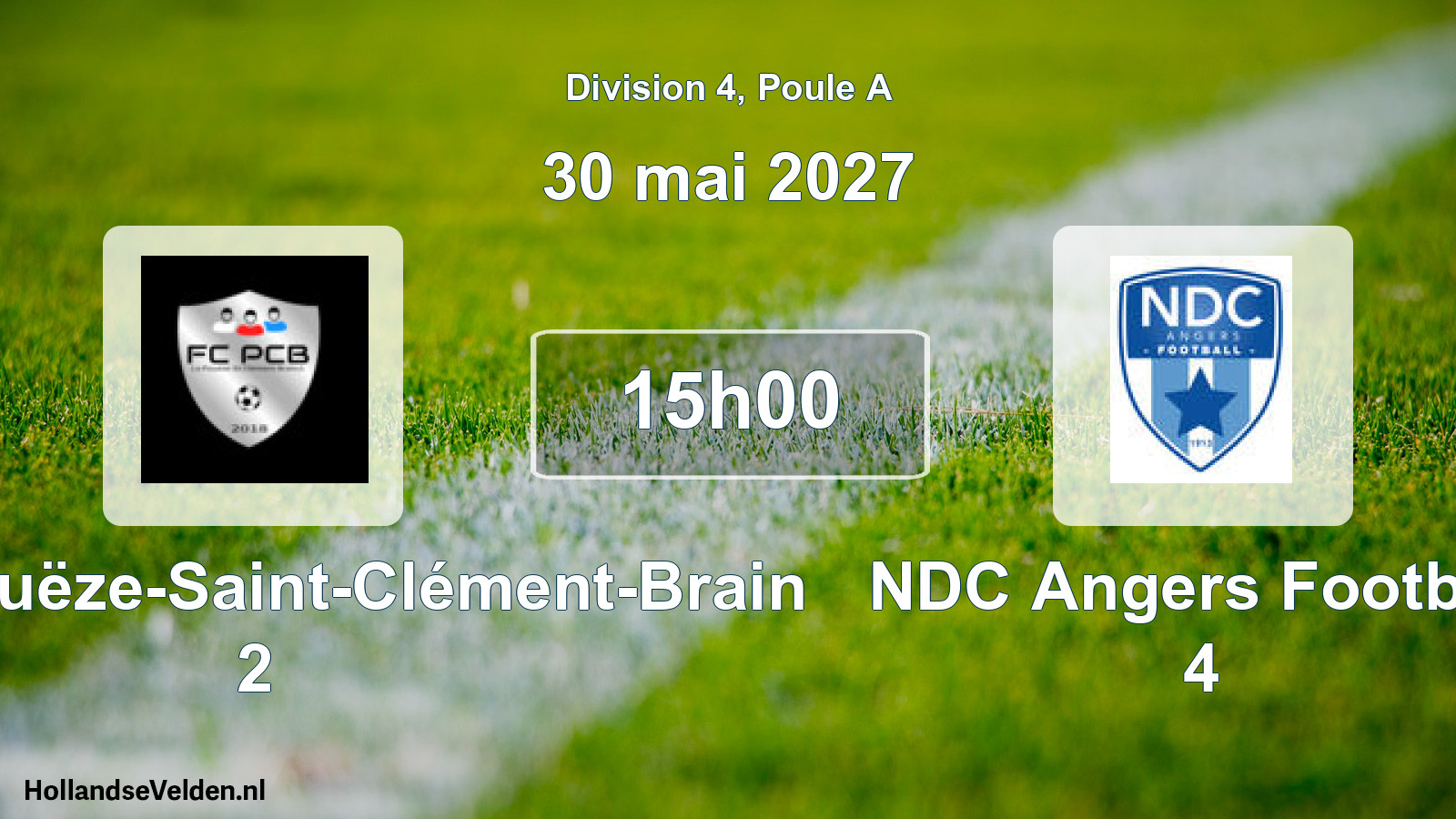 Scheduled Match: FC La Pouëze-Saint-Clément-Brain 2 - NDC Angers Football 4 (30 May 2027)