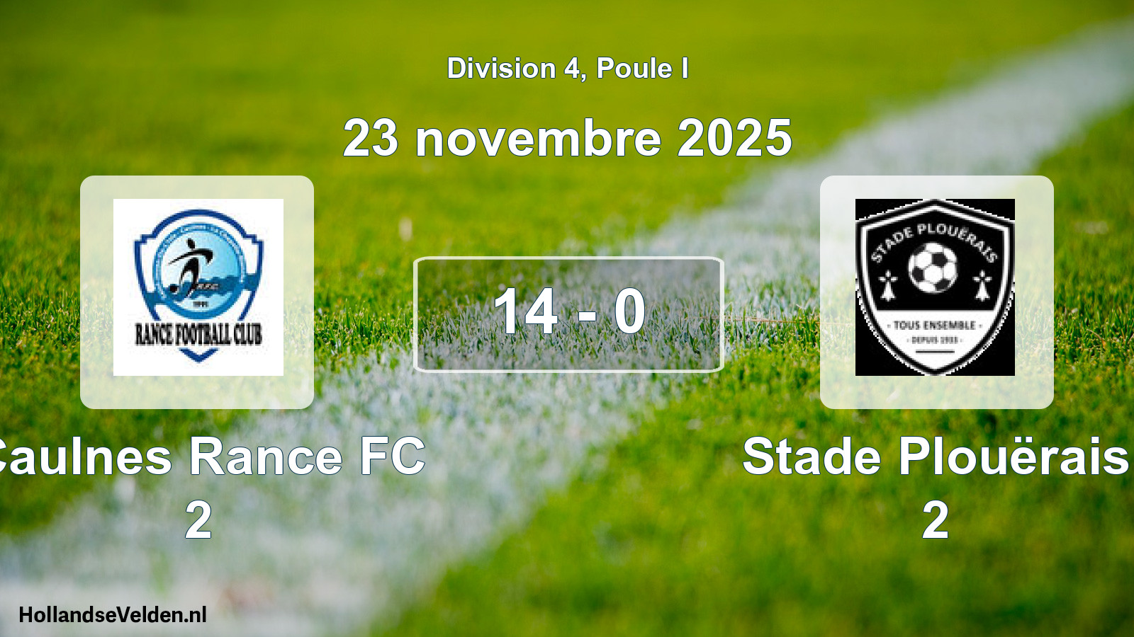 Gespeelde wedstrijd: Caulnes Rance FC 2 - Stade Plouërais 2 14 - 0 (23 november 2025)