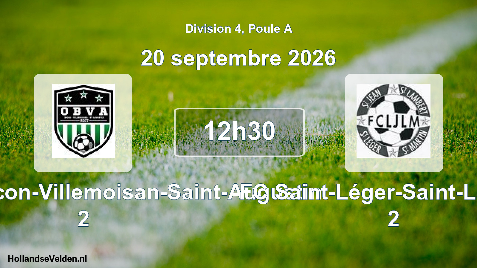 Scheduled Match: Olympique Bécon-Villemoisan-Saint-Augustin 2 - FC Saint-Léger-Saint-Lambert 2 (20 September 2026)