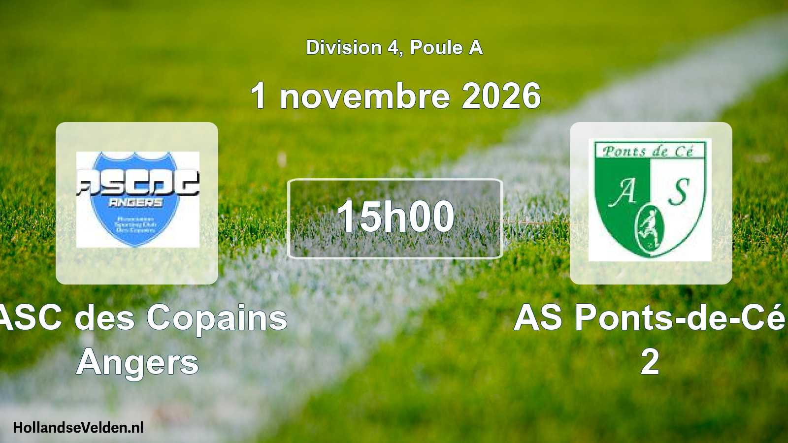Geplande wedstrijd: ASC des Copains Angers - AS Ponts-de-Cé 2 (1 november 2026)