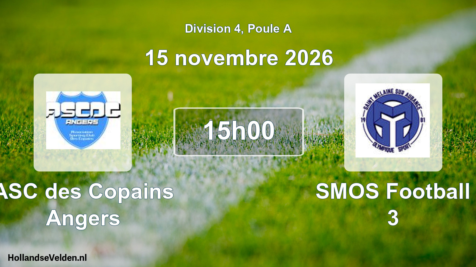 Match programmé: ASC des Copains Angers - SMOS Football 3 (15 novembre 2026)