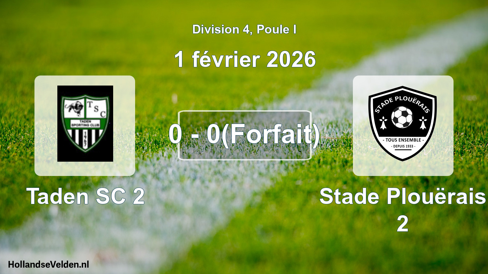 Match joué: Taden SC 2 - Stade Plouërais 2 0 - 0(Forfait) (1 février 2026)