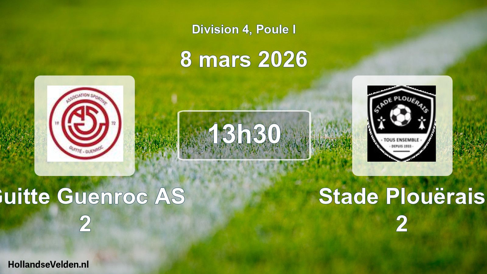 Match programmé: Guitte Guenroc AS 2 - Stade Plouërais 2 (8 mars 2026)