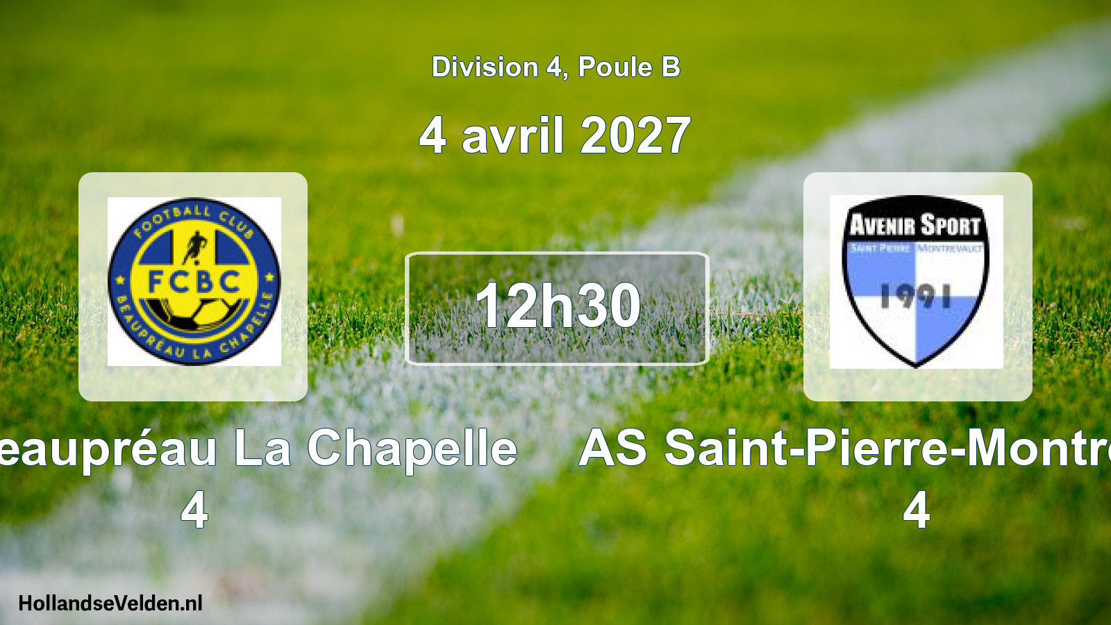 Match programmé: FC Beaupréau La Chapelle 4 - AS Saint-Pierre-Montrevault 4 (4 avril 2027)