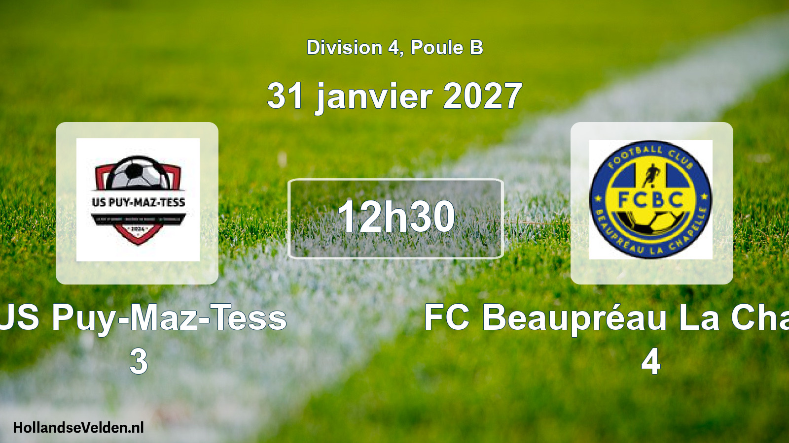 Geplande wedstrijd: US Puy-Maz-Tess 3 - FC Beaupréau La Chapelle 4 (31 januari 2027)